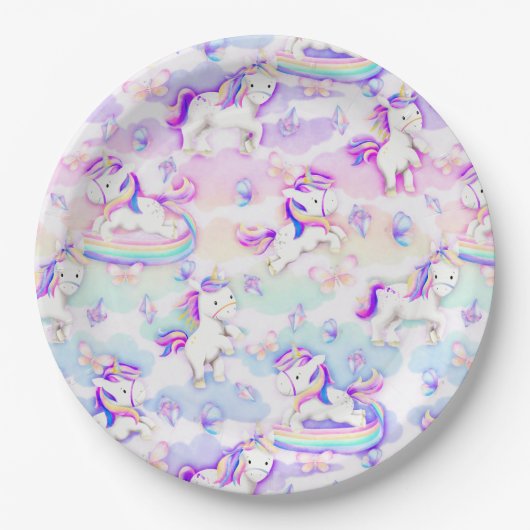 Einhorn-Party Pappteller (Vorderseite)