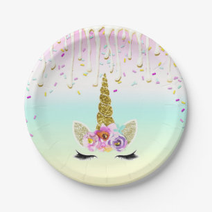 Einhorn Pastell Regenbogen Frosting Drip Geburtsta Pappteller