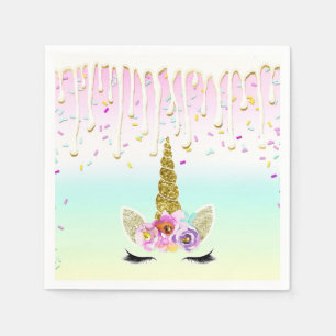 Einhorn Pastell Regenbogen Frosting Drip Geburtsta Serviette