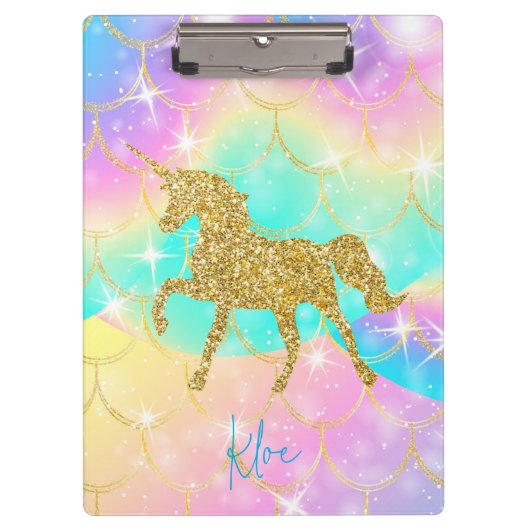 Einhorn Pastellfarben Klemmbrett (Vorderseite)