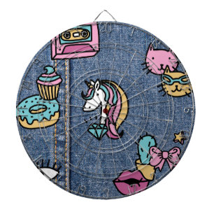 Einhorn-Patches-Denim Dartscheibe