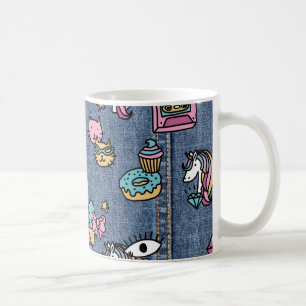 Einhorn-Patches-Denim Kaffeetasse