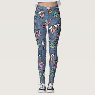 Einhorn-Patches-Denim-Leggings Leggings