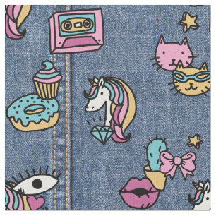 Einhorn-Patches Jeansstoff Stoff