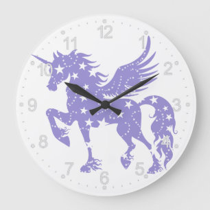 Einhorn Pegasus - Hintergrundfarbe wählen Große Wanduhr