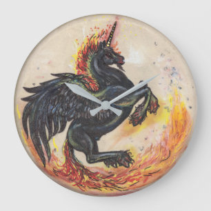 Einhorn-Pegasus-Pferdepony-pferdeartiges Große Wanduhr