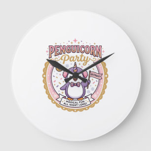 Einhorn Penguicorn Party POD Fertig Zazzle Design_ Große Wanduhr