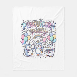 Einhorn Penguicorn Party Premium Vektor Vektorgraf Fleecedecke