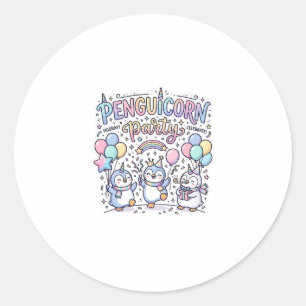 Einhorn Penguicorn Party Premium Vektor Vektorgraf Runder Aufkleber