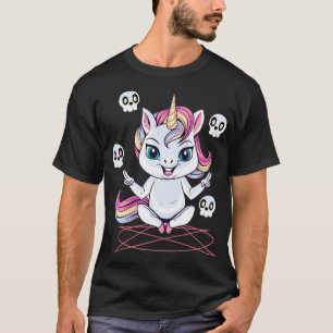 Einhorn Pentagramm Gothic Magische Blackcraft Goth T-Shirt