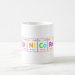 EINHORN Periodensystem Elemente Wort Regenbogenfar Kaffeetasse