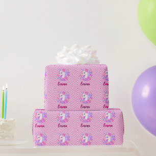 Einhorn & personalisiere deinen Namen Geschenkpapier