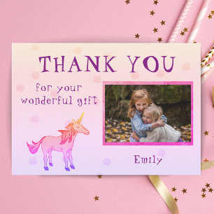 Einhorn Personalisierte Dankeschön Mädchen Foto Dankeskarte