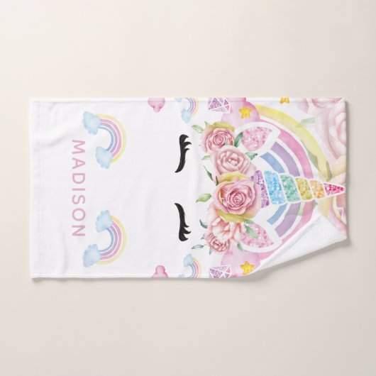 Einhorn Personalisierter Glitzer Handtuch (Handtuch)