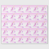 Einhorn personalisiertes neues Baby-Rosa-Papier Geschenkpapier (Flach)