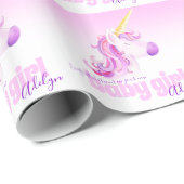 Einhorn personalisiertes neues Baby-Rosa-Papier Geschenkpapier (Rolleneckpunkt)