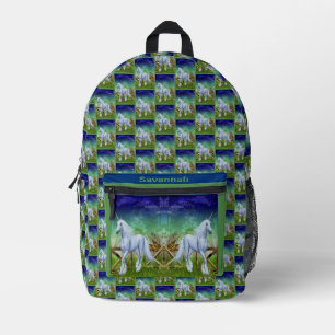 Einhorn Pferd durch Tor Personalisiert Bedruckter Rucksack