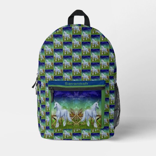 Einhorn Pferd durch Tor Personalisiert Bedruckter Rucksack (Vorderseite)