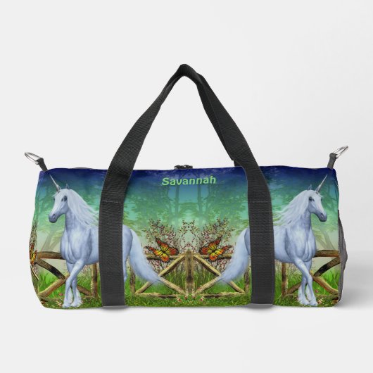 Einhorn Pferd durch Tor Personalisiert Duffle Bag (Vorderseite)