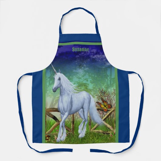 Einhorn Pferd durch Tor Personalisiert Schürze (Vorderseite)