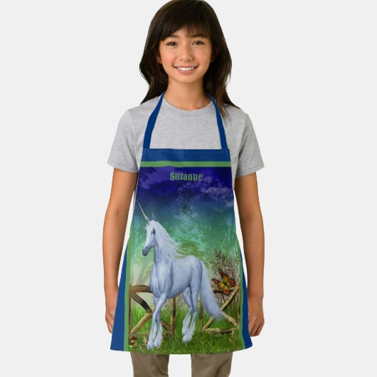 Einhorn Pferd durch Tor Personalisiert Schürze (Insitu)