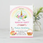 Einhorn Picknick-Thema-Party Einladung (Stehend Vorderseite)