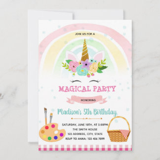 Einhorn Picknick-Thema-Party Einladung