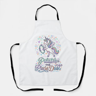 Einhorn Pilates und Feenstaub Weißer Hintergrund V Schürze