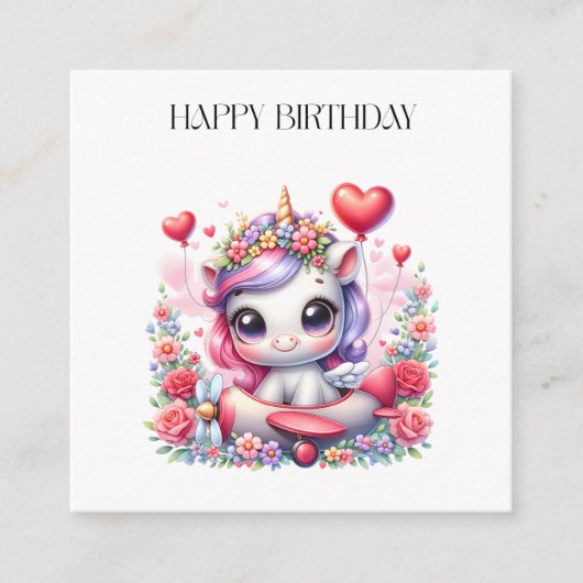 Einhorn-Pilot-Geburtstag Begleitkarte (Vorderseite)