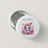 Einhorn-Pilot Geburtstag Button (Vorne & Hinten)