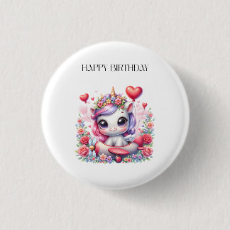 Einhorn-Pilot Geburtstag Button