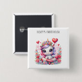 Einhorn-Pilot-Geburtstag Button (Vorne & Hinten)