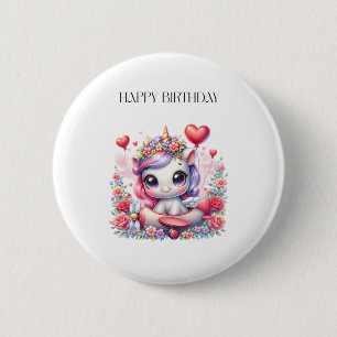 Einhorn-Pilot-Geburtstag Button