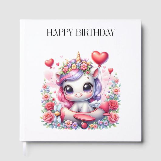 Einhorn-Pilot-Geburtstag Gästebuch (Vorderseite)