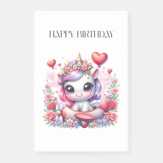 Einhorn-Pilot-Geburtstag Post-it Klebezettel (Vorderseite)