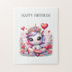 Einhorn-Pilot Geburtstag Puzzle