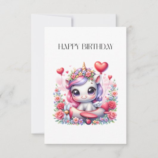 Einhorn-Pilot-Geburtstag RSVP Karte (Vorderseite)