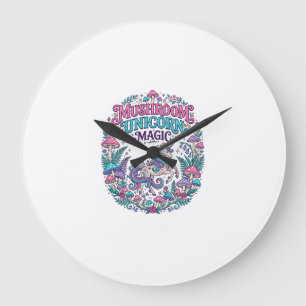 Einhorn Pilz Einhorn Magie Farbige POD Kunstwerk Große Wanduhr