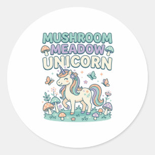 Einhorn Pilz Wiese Einhorn Trend T-Shirt Des Runder Aufkleber