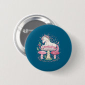 Einhorn-Pilze Fantasy Traumhafte Schmetterlinge Fl Button (Vorne & Hinten)