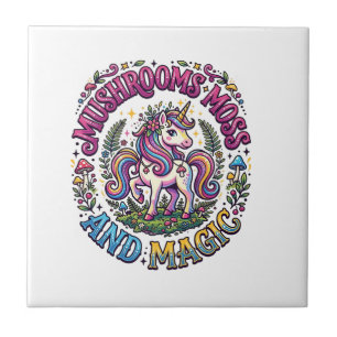 Einhorn Pilze Moos und Magie Werbe-Shirt Fliese