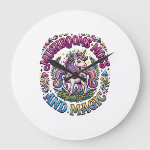 Einhorn Pilze Moos und Magie Werbe-Shirt Große Wanduhr