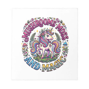 Einhorn Pilze Moos und Magie Werbe-Shirt  Notizblock