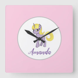 Einhorn Pink Little Girl Wall Uhr Zimmerdekor