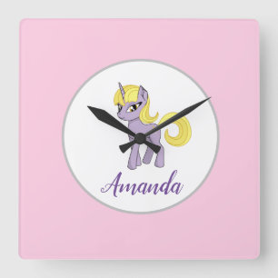 Einhorn Pink Little Girl Wall Uhr Zimmerdekor