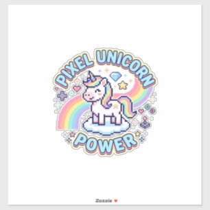 Einhorn Pixel Einhorn Power Grafikdesign Produkt Aufkleber