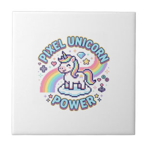 Einhorn Pixel Einhorn Power Grafikdesign Produkt Fliese