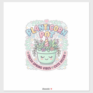 Einhorn Planticorn Topf Grafikdesign Grafik T-Shir Aufkleber