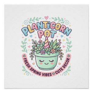 Einhorn Planticorn Topf Grafikdesign Grafik T-Shir Poster