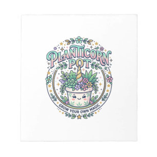 Einhorn Planticorn Topf POD Bereit POD Artwork_1 Notizblock